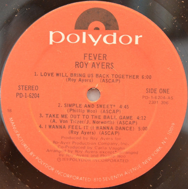Roy Ayers : Fever (LP, Album, 18 )