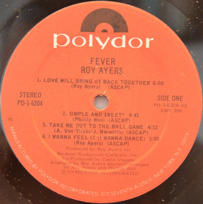 Roy Ayers : Fever (LP, Album, 18 )
