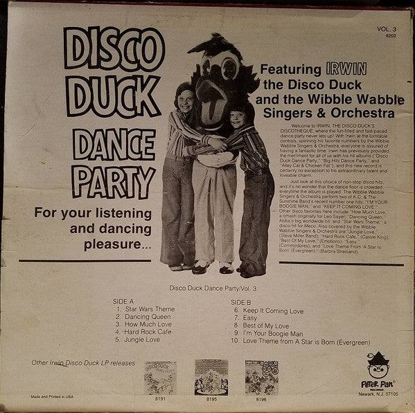 Irwin The Disco Duck With The Wibble Wabble Singers And Orchestra : Irwin The Disco Duck Vol. 3: Big Hits Dance Party (LP)
