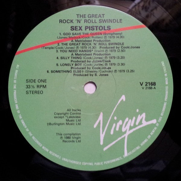 Sex Pistols : The Great Rock 'N' Roll Swindle (LP, Comp, Boo)