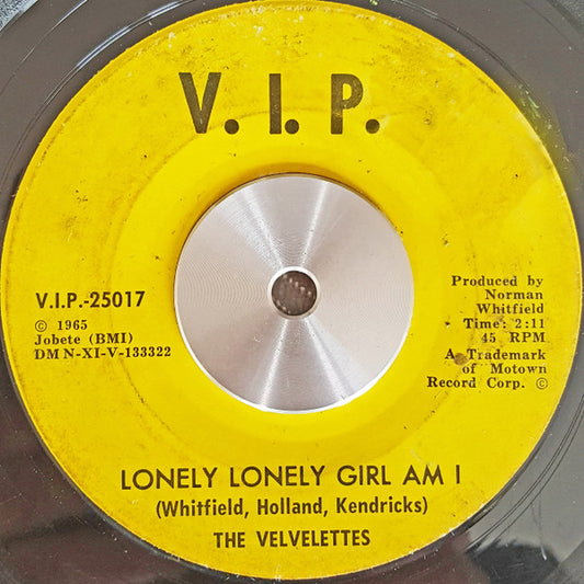 The Velvelettes : Lonely Lonely Girl Am I / I'm The Exception To The Rule (7", Mono)