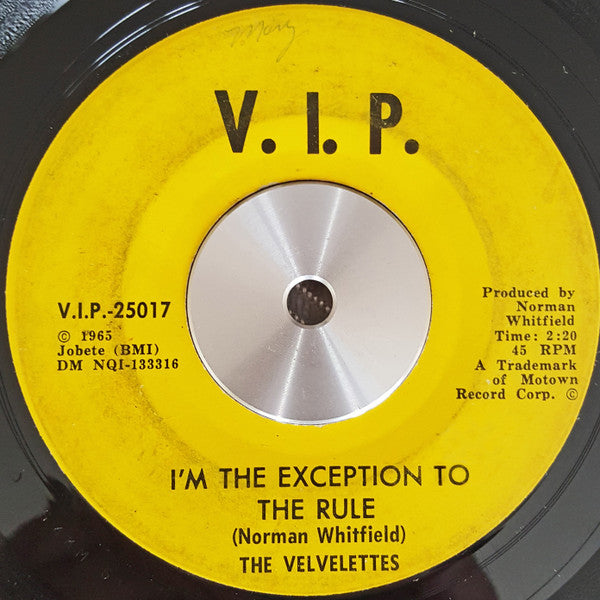 The Velvelettes : Lonely Lonely Girl Am I / I'm The Exception To The Rule (7", Mono)