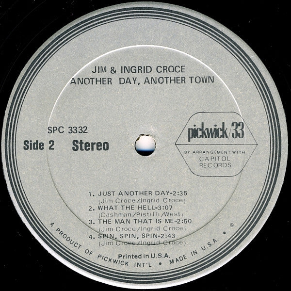 Jim & Ingrid Croce : Another Day, Another Town (LP, Album, RE)