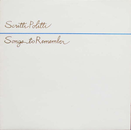 Scritti Politti : Songs To Remember (LP, Album)