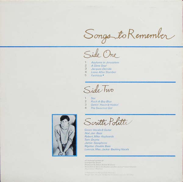 Scritti Politti : Songs To Remember (LP, Album)