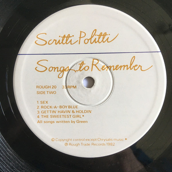 Scritti Politti : Songs To Remember (LP, Album)