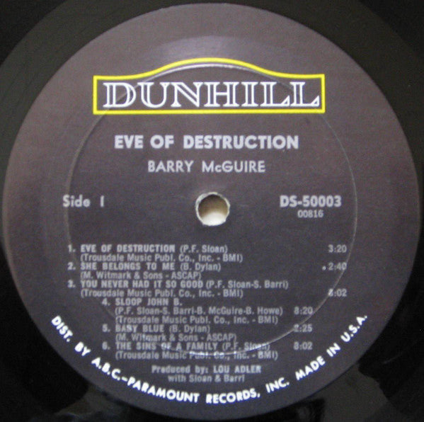 Barry McGuire : Eve Of Destruction (LP, Album)