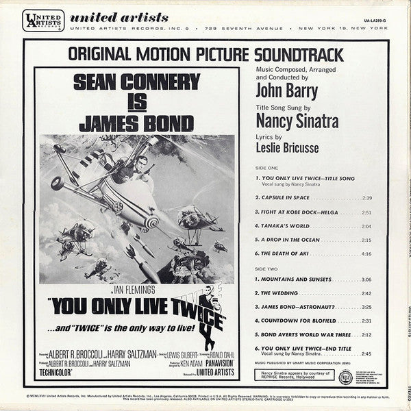 John Barry : You Only Live Twice (Original Motion Picture Soundtrack) (LP, Album, RE)