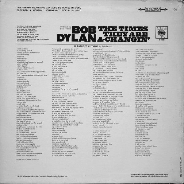 Bob Dylan : The Times They Are A-Changin' (LP, Album)