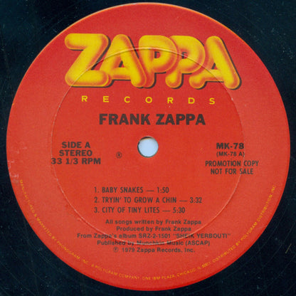 Frank Zappa : "Sheik Yerbouti" 'Clean Cuts' (12", Promo)