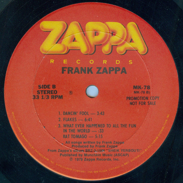Frank Zappa : "Sheik Yerbouti" 'Clean Cuts' (12", Promo)