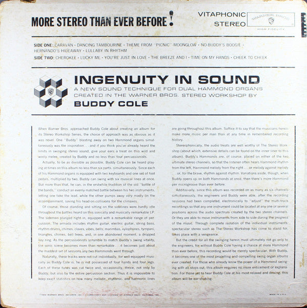 Buddy Cole : Ingenuity In Sound (LP, Gat)