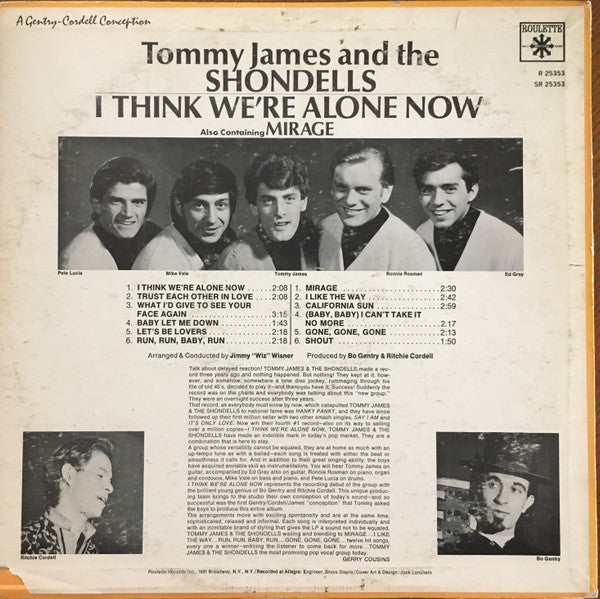 Tommy James & The Shondells : I Think We're Alone Now (LP, Album, Ori)