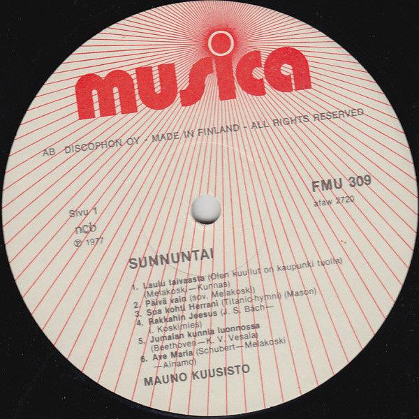Mauno Kuusisto : Sunnuntai (LP, Album)