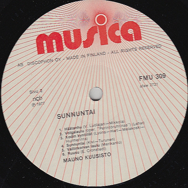 Mauno Kuusisto : Sunnuntai (LP, Album)