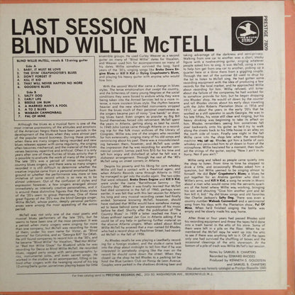 Blind Willie McTell : Last Session (LP, Album, RE)