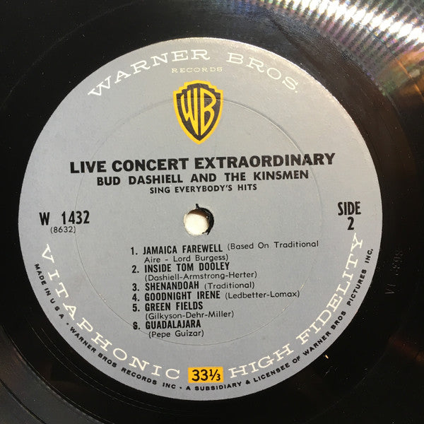 Bud Dashiell & The Kinsmen with Bernie Armstrong Jr. and Everit Herter : Live Concert Extraord!nary - Bud Dashiell & The Kinsmen Sing Everybody's Hits (LP, Mono)