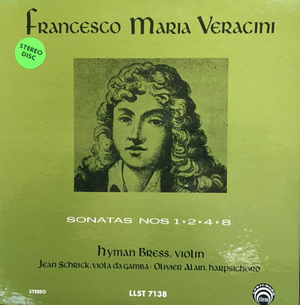 Francesco Maria Veracini : Sonatas Nos 1 -- 2 -- 4 -- 8 (LP)