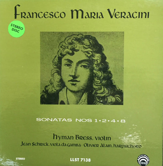 Francesco Maria Veracini : Sonatas Nos 1 -- 2 -- 4 -- 8 (LP)
