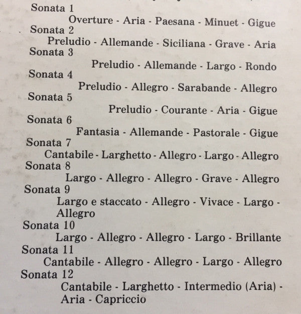 Francesco Maria Veracini : Sonatas Nos 1 -- 2 -- 4 -- 8 (LP)