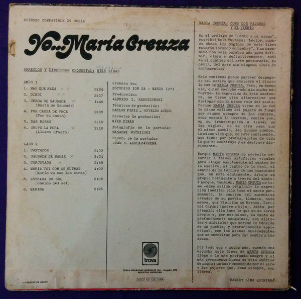 Maria Creuza : Yo... (LP, Album)