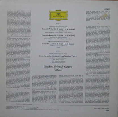 Siegfried Behrend, Antonio Vivaldi, Fernando Carulli, Mauro Giuliani (2) : Altitalienische Gitarrenkonzerte (LP)