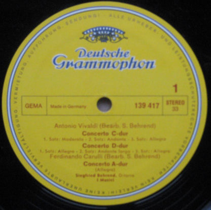 Siegfried Behrend, Antonio Vivaldi, Fernando Carulli, Mauro Giuliani (2) : Altitalienische Gitarrenkonzerte (LP)