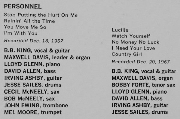 B.B. King : Lucille (LP, Album, Gat)