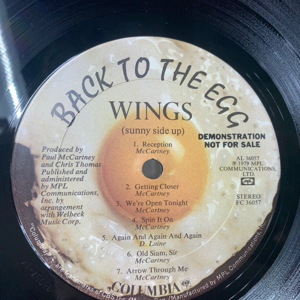 Wings (2) : Back To The Egg (LP, Album, Promo)