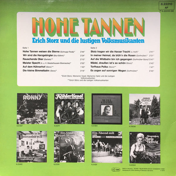 Erich Storz Und Die Lustigen Volksmusikanten : Hohe Tannen (LP)