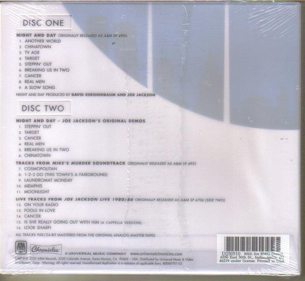 Joe Jackson : Night And Day (2xCD, Album, Club, Dlx, RE, RM)