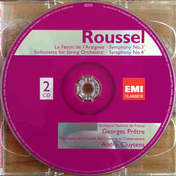 Albert Roussel, Georges Prêtre, Pierre Dervaux (2), André Cluytens : Symphonies 2, 3 & 4 / Bacchus Et Ariane / Le Festin De L'Araignée / Sinfonietta (2xCD, Comp, RM)