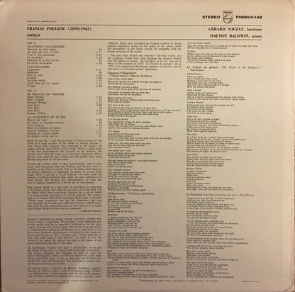 Francis Poulenc - Gérard Souzay - Dalton Baldwin : Quatre Cycles De Mélodies (LP, Album)