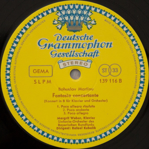 Manuel De Falla / Bohuslav Martinů, Margrit Weber · Symphonie-Orchester Des Bayerischen Rundfunks · Rafael Kubelik : Noches En Los Jardines De España / Fantasia Concertante (LP)
