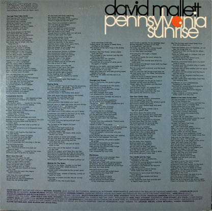 David Mallett : Pennsylvania Sunrise (LP, Album)