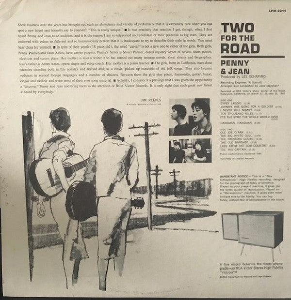 Penny And Jean : Two For The Road (LP, Album, Mono)