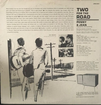 Penny And Jean : Two For The Road (LP, Album, Mono)