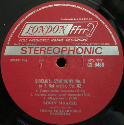 Jean Sibelius, Lorin Maazel, Wiener Philharmoniker : Symphony №5 In E Flat Major, Op. 82 / Symphony №7 In C Major, Op. 105 (LP)