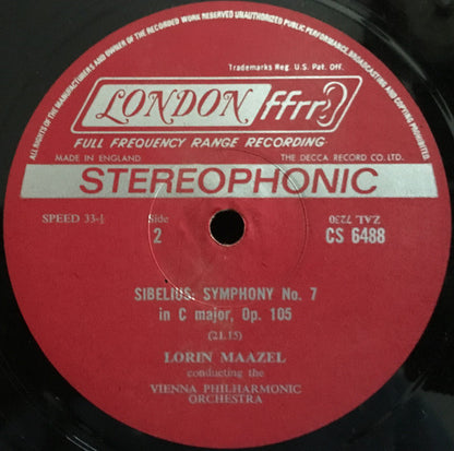 Jean Sibelius, Lorin Maazel, Wiener Philharmoniker : Symphony №5 In E Flat Major, Op. 82 / Symphony №7 In C Major, Op. 105 (LP)