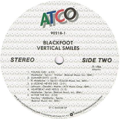 Blackfoot (3) : Vertical Smiles (LP, Album, Spe)