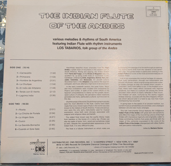 Los Tabarios : The Indian Flute of the Andes (LP, Album)