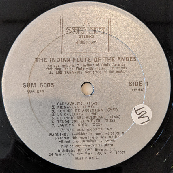 Los Tabarios : The Indian Flute of the Andes (LP, Album)