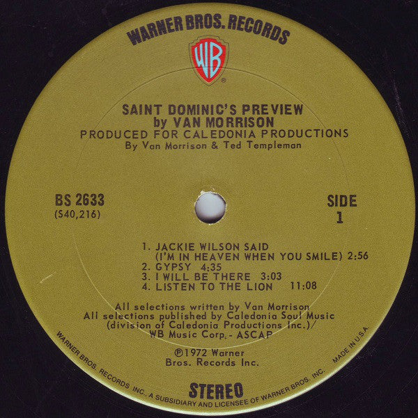 Van Morrison : Saint Dominic's Preview (LP, Album, San)