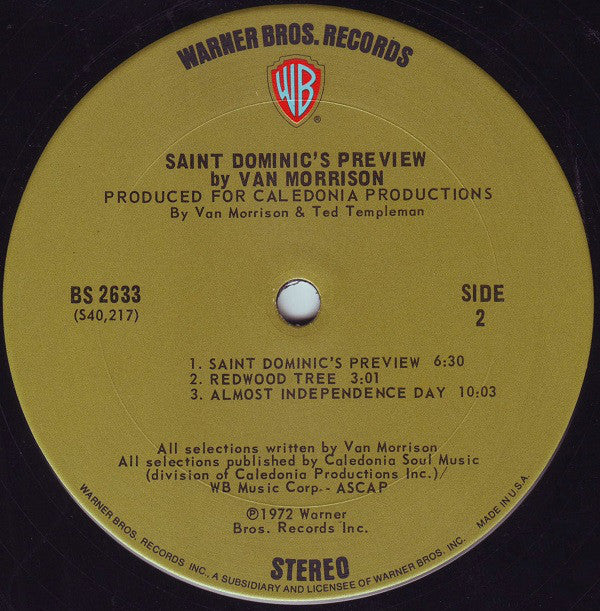 Van Morrison : Saint Dominic's Preview (LP, Album, San)
