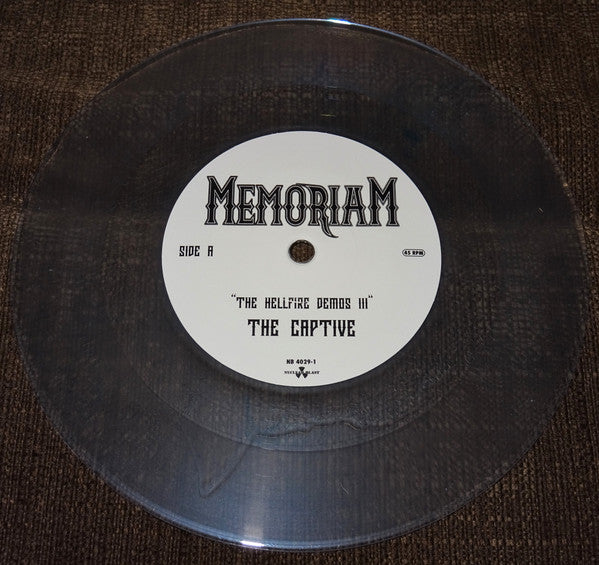 Memoriam : The Hellfire Demos III (7", S/Sided, Etch, Ltd, Blu)
