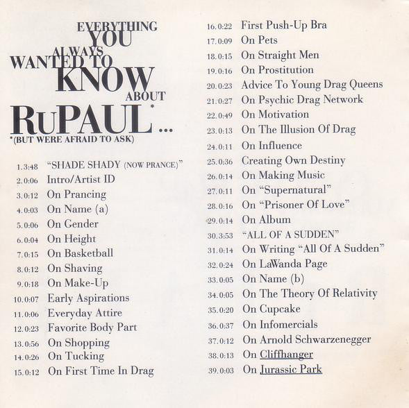 RuPaul : Everything You Always Wanted To Know About RuPaul *, * (But Were Afraid To Ask) (CD, Promo)