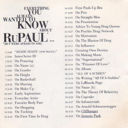 RuPaul : Everything You Always Wanted To Know About RuPaul *, * (But Were Afraid To Ask) (CD, Promo)