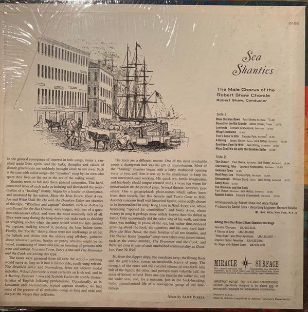 The Robert Shaw Chorale : Sea Shanties (LP, Album, RE)