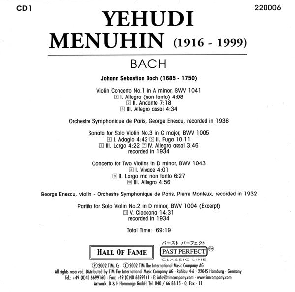Yehudi Menuhin : Hall Of Fame (5xCD, Comp, Mono, Box)