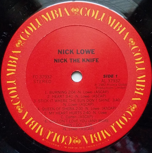 Nick Lowe : Nick The Knife (LP, Album, Car)